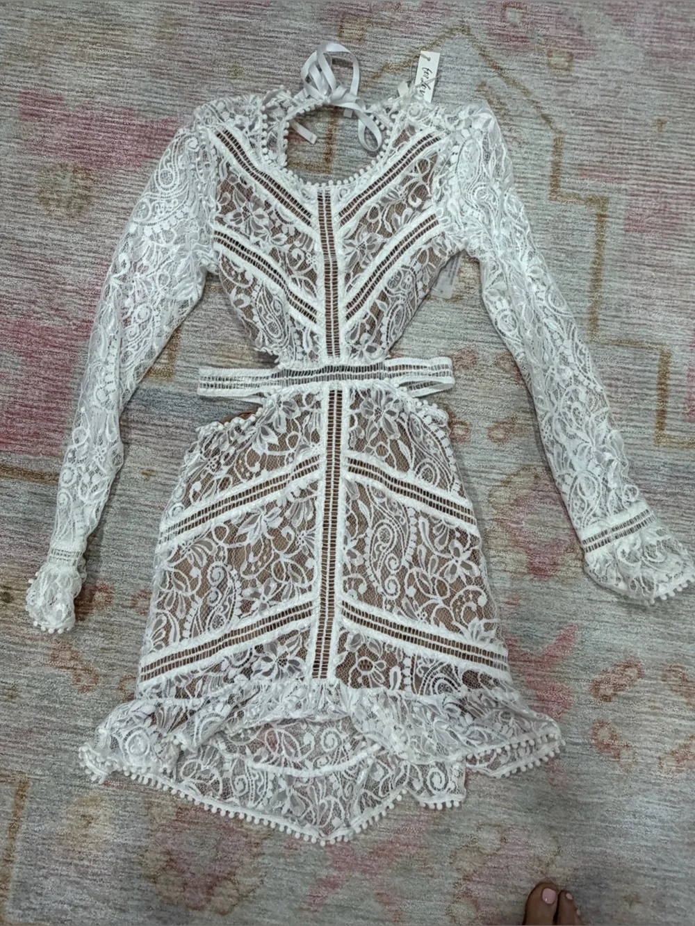 For Love And Lemons Brown Bodysuit with White Lace Trim - Picture 7 of 7